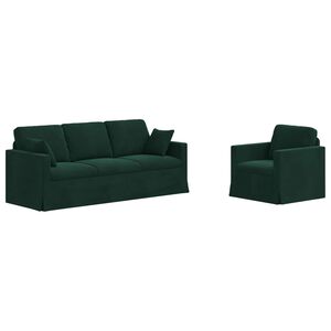 vidaXL Set sofe 2 kom. Tamnozelena Bar&scaron;un