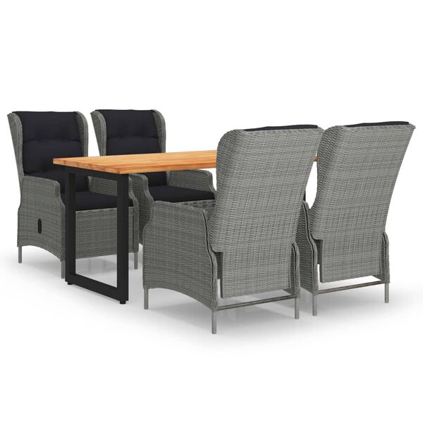 vidaXL 5-dijelni vrtni blagovaonski set od poliratana svjetlosivi