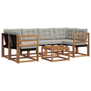 vidaXL Set vanjskih sofa s jastukom 7 pcs Prirodna i svijetlo siva