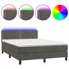 vidaXL Krevet box spring s madracem LED tamnosivi 140x190 cm bar&scaron;un
