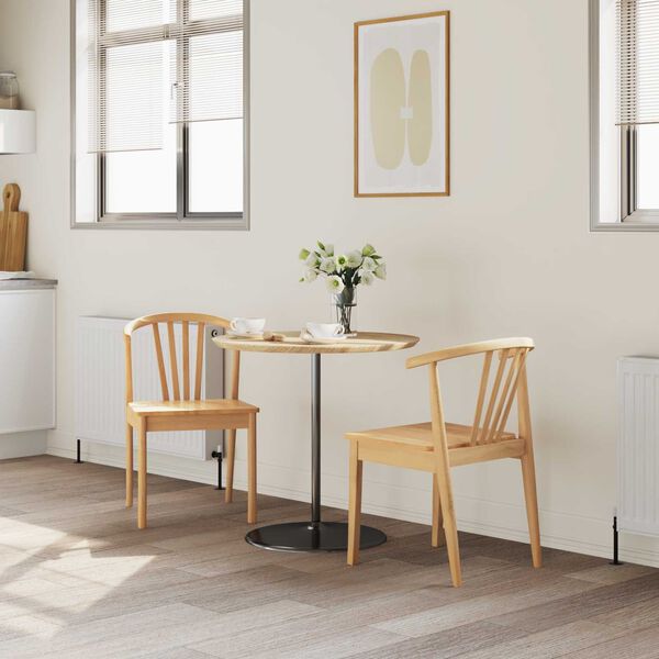 vidaXL Stolac za blagovanje 2 pcs Prirodna Čvrsto drvo