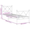 vidaXL Metalni okvir kreveta uzglavlje i podnožje bijeli 75x190 cm