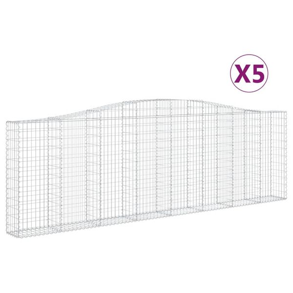 vidaXL Lučne gabionske ko&scaron;are 5 kom 400x30x120/140cm pocinčano željezo