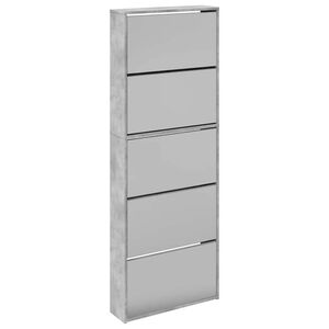vidaXL Ormarić za cipele s ogledalom i 5 razina sivi 63x17x169,5 cm