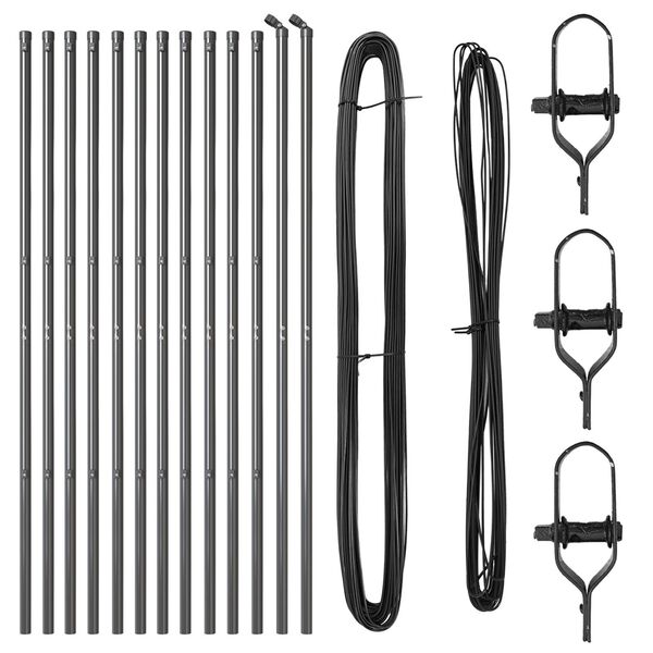 vidaXL Ograde 13 pcs Siva Ø32mm 210 cm Pocinčani čelik