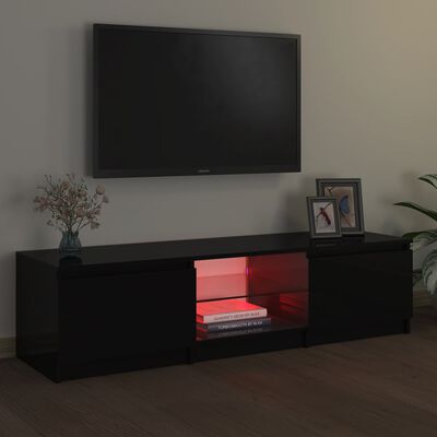 vidaXL TV ormarić s LED svjetlima crni 140 x 40 x 35,5 cm