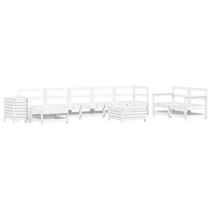 vidaXL 10-dijelni set vrtnih sofa bijeli od masivne borovine