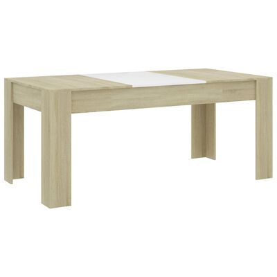vidaXL Blagovaonski stol bijeli i boja hrasta 180 x 90 x 76 cm iverica
