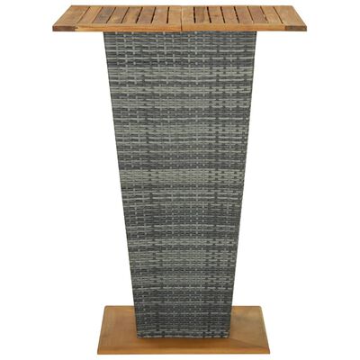 vidaXL Barski stol sivi 80x80x110 cm poliratan i masivno drvo bagrema