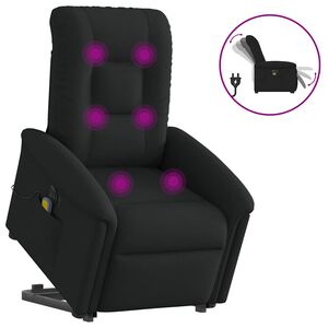 vidaXL Električni masažni naslonjač na podizanje od tkanine crni