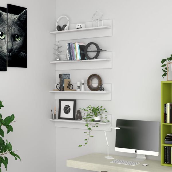 vidaXL Zidne police 4 kom bijele 80 x 11,5 x 18 cm od iverice