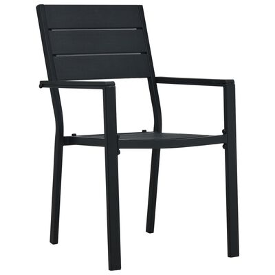 vidaXL Vrtne stolice 2 kom crne HDPE s izgledom drva