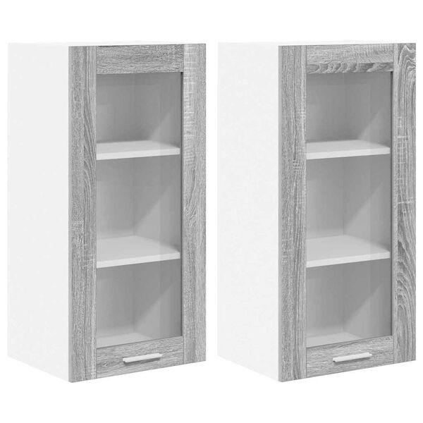 vidaXL Viseći ormarić s pohranom 2 pcs Siva Sonoma 40 x 31 x 80 cm