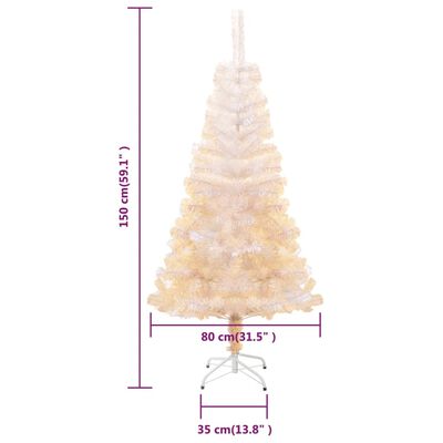 vidaXL Umjetno božićno drvce s obojenim vrhovima bijelo 150 cm PVC