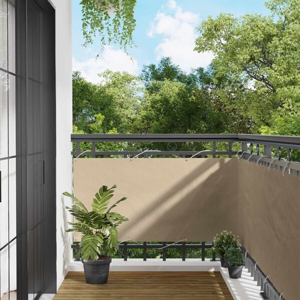 vidaXL Balcony ekran Bež 75 x 200 cm PU prekriveni oksford alu