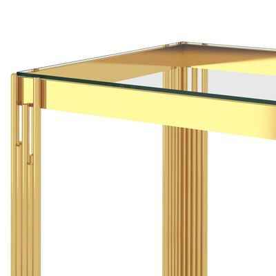 vidaXL Bočni stolić zlatni 120 x 40 x 78 cm nehrđajući čelik i staklo