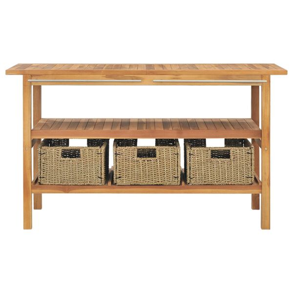 vidaXL Kupaonski ormarić s 3 košare od masivne tikovine 132x45x75 cm