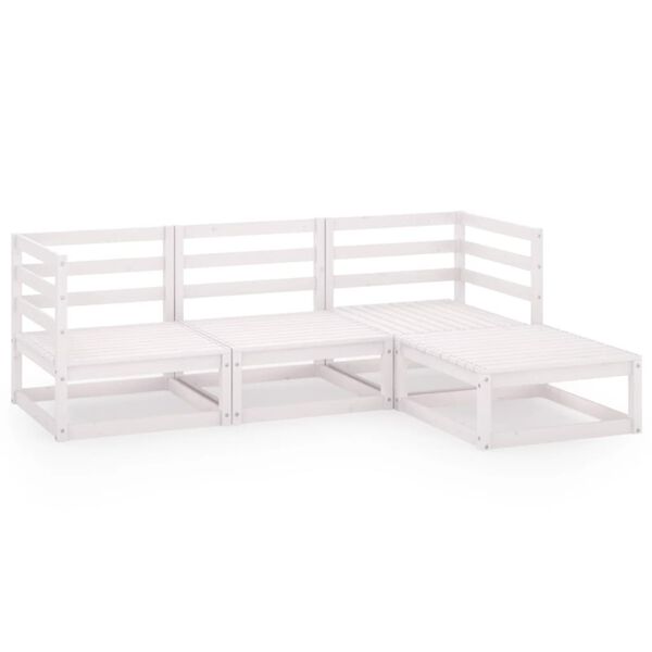 vidaXL 4-dijelna vrtna garnitura od masivne borovine bijela