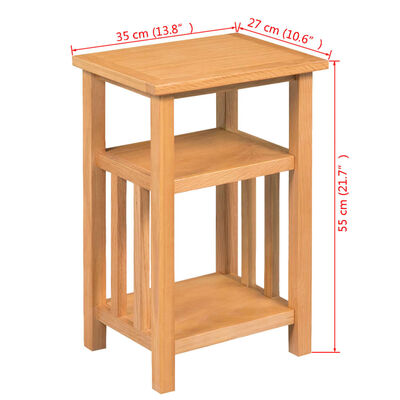 vidaXL Bočni stol od masivne hrastovine sa policom 27 x 35 x 55 cm