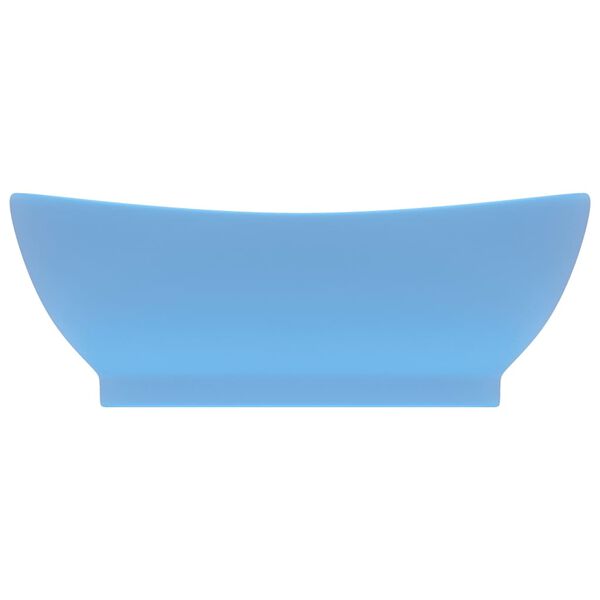 vidaXL Luksuzni ovalni umivaonik mat svjetloplavi 58,5x39 cm keramički