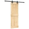 vidaXL Klizna vrata Prirodna i crna 70 x 210 cm Čvrsta borovina
