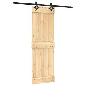 vidaXL Klizna vrata Prirodna i crna 70 x 210 cm Čvrsta borovina