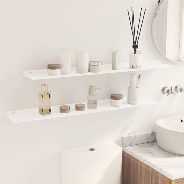 vidaXL Lebdeća polica Zidne 2 pcs Bijeli 100 x 18 x 2,5 cm Čelik