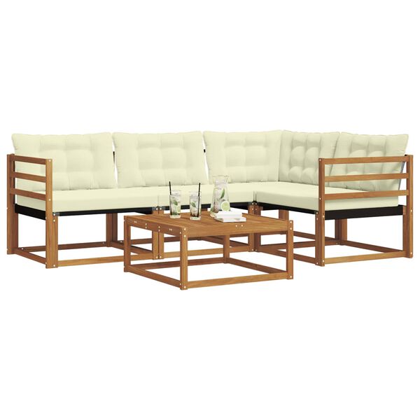 vidaXL Set vanjskih sofa s jastukom 5 pcs Prirodna i krem