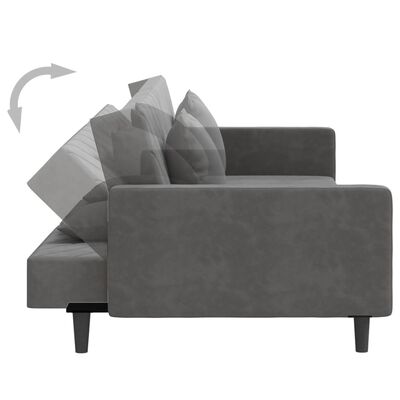 vidaXL Dvosjed na razvlačenje s dva jastuka tamnosivi baršunasti