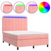 vidaXL Krevet box spring s madracem LED ružičasti 140x190cm bar&scaron;unasti