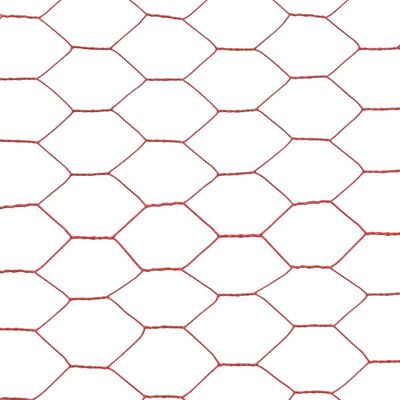 vidaXL Žičana mreža od čelika s PVC oblogom za kokoši 25 x 0,75 m crvena