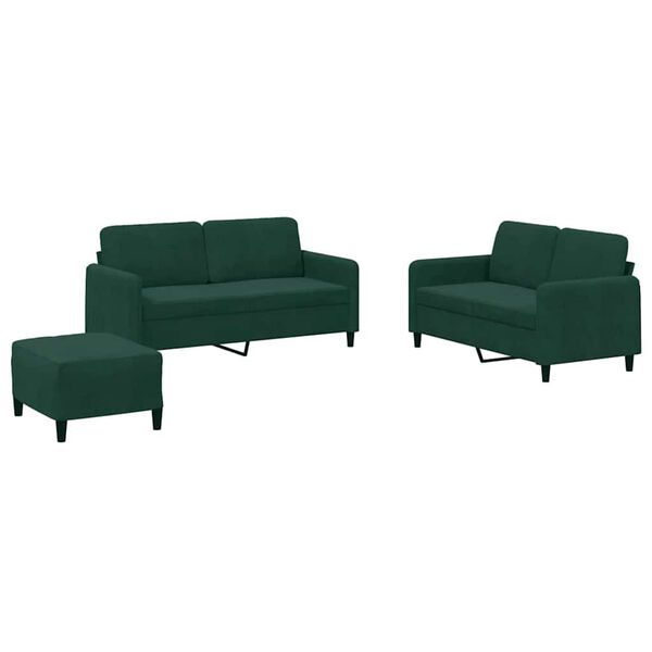 vidaXL 3-dijelni set sofa tamnozeleni bar&scaron;unasti