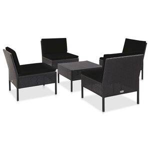 vidaXL 5-dijelni set vrtnih sofa od poliratana s jastucima crni
