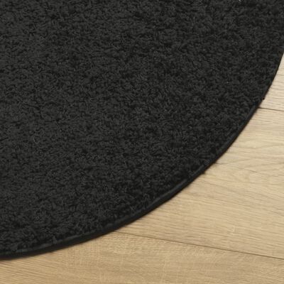 vidaXL Čupavi tepih PAMPLONA s visokim vlaknima moderni crni Ø 120 cm