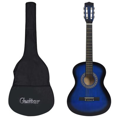 vidaXL Klasična gitara za početnike s torbom plava 3/4 36 "