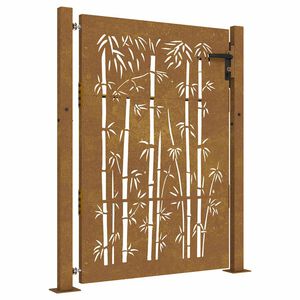 vidaXL Vrtna vrata 100x125 cm Corten čelik dizajn od bambusa