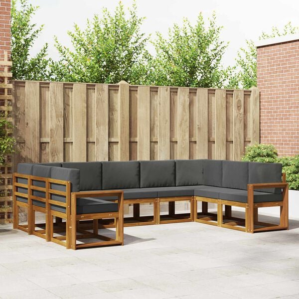 vidaXL Set vanjskih sofa s jastukom 9 pcs Prirodna i antracit