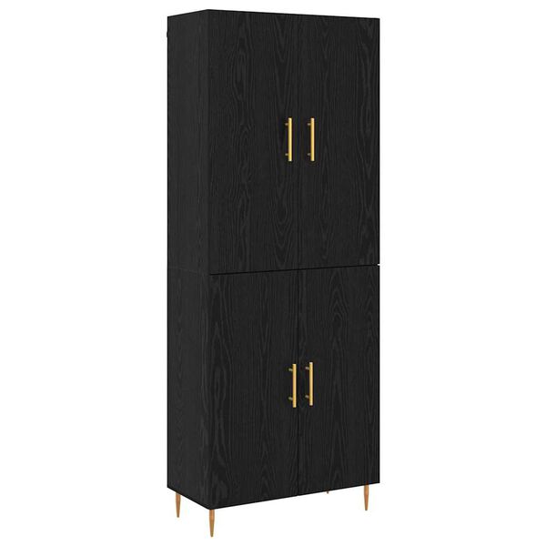 vidaXL Highboard Zidne Crni hrast 69,5 x 34 x 180 cm Konstruirano drvo