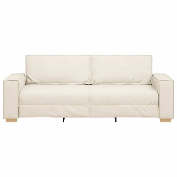 vidaXL Sofa za 3 osobe Bež 220 cm Platnasta tkanina