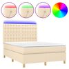 vidaXL Krevet box spring s madracem LED krem 140x190 cm od tkanine