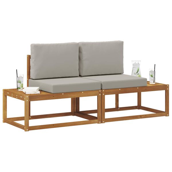 vidaXL Vanjski krajnji kauč 2 Komad Prirodna i svijetlo siva