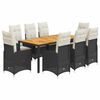 vidaXL 9-dijelni vrtni bistro set od poliratana s jastucima crni