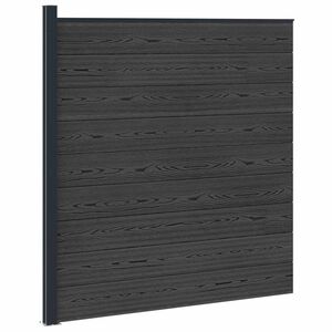 vidaXL Set ograde 175 x 186 cm WPC i aluminij Crna