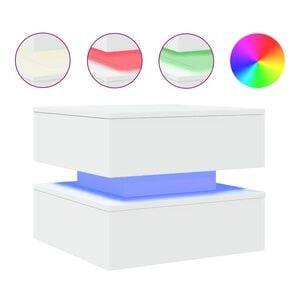 vidaXL Stolić za kavu s LED svjetlima bijeli 50 x 50 x 40 cm