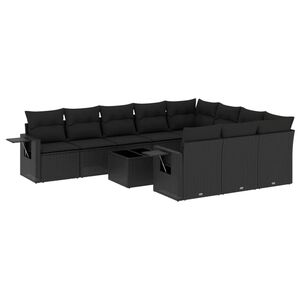 vidaXL 11-dijelni set vrtnih sofa od poliratana s jastucima crni