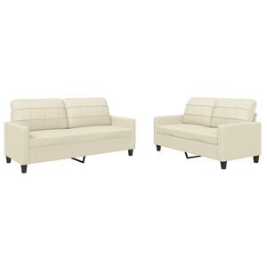 vidaXL 2-dijelni set sofa s jastucima krem od umjetne kože