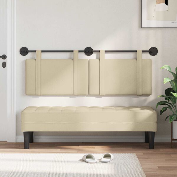 vidaXL Držeće uzglavlje Zidne Jednobojno Krema 150 x 55 x 5 cm tkanina
