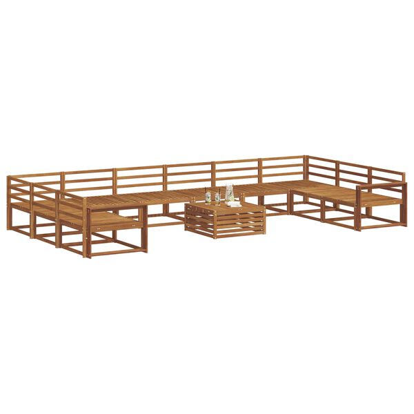 vidaXL Set vanjskih sofa 11 pcs Prirodna Čvrsto drvo akacije