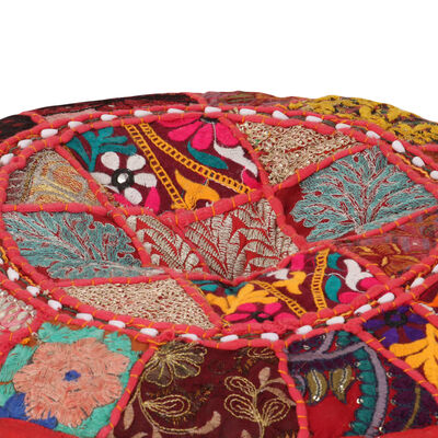 vidaXL Tabure s patchworkom okrugli pamučni 40 x 20 cm crveni