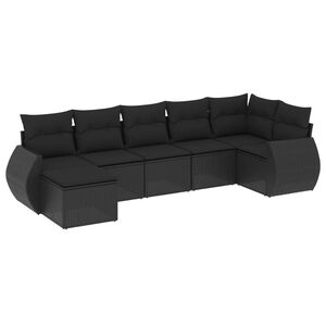 vidaXL 7-dijelni set vrtnih sofa od poliratana s jastucima crni